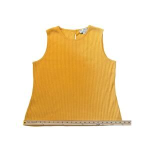 EUC St. John Collection Yellow Ribbed Knit Sleeveless Top Size L LuxuryFashion